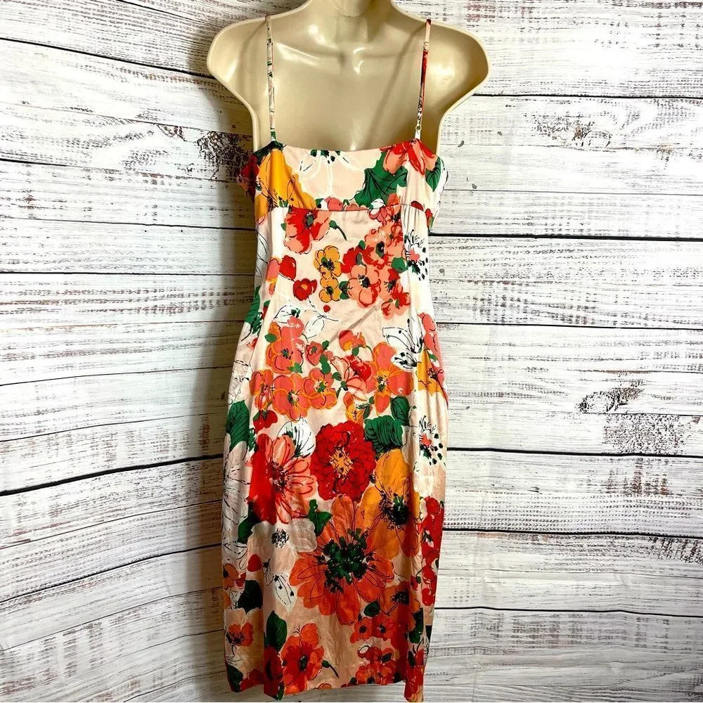 Susana Monaco Floral Dress - Red, Orange, Green - Picture 3 of 10